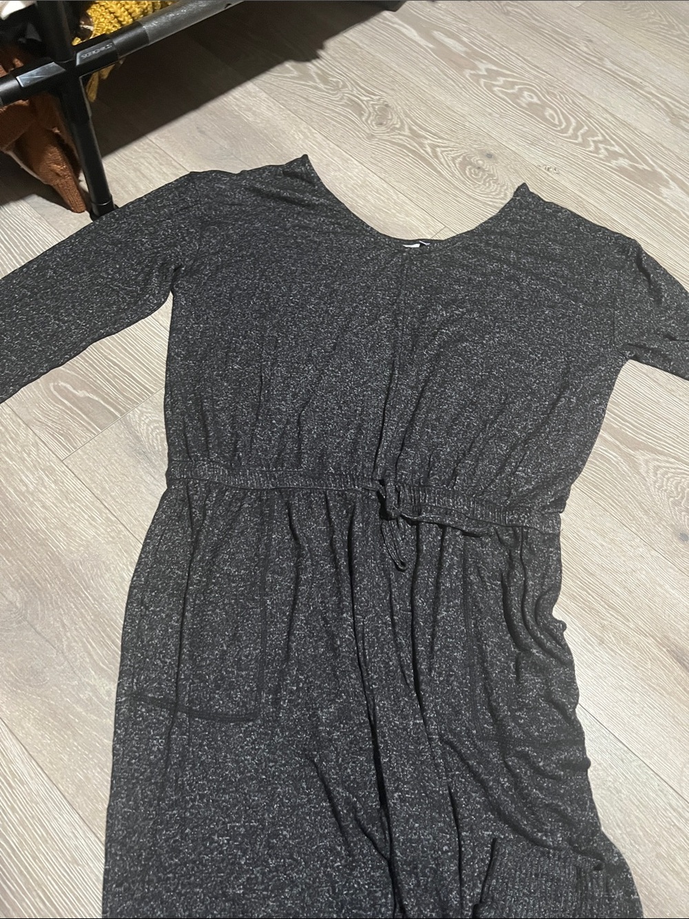 Women’s Black Speckled Jumpsuit with Drawstring Waist